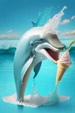 Dolphin eating ice cream