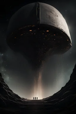 A huge alien spaceship in the abyss of space