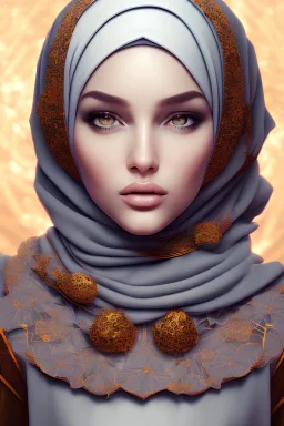 hijab portrait, 8k resolution, flower head and body, beautiful