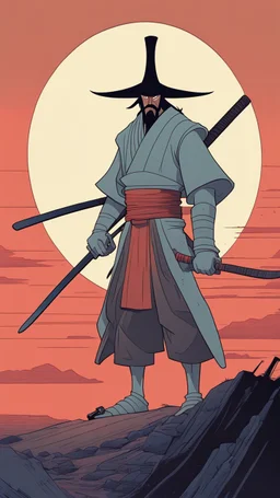 samurai jack in the style of moebius