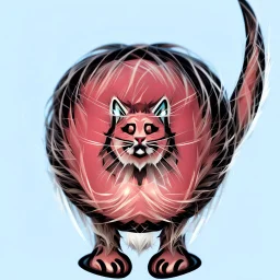 Gato triste, extremadamente gordo, supergordo, cabeza muy pequeña, orejas pequeñas, bigotes largos, piel peluda, calidad ultra, hiperdetallado, hiperrealista, arte digital, cabeza muy pequeña, 8k 3D