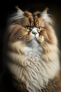 portrait of fluffy male cat as human