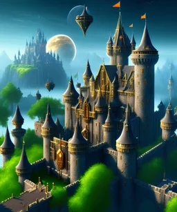 A gigantic dark fantasy world with a massive castle in the background.