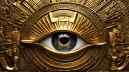 absurdres, Egyptian_Icons, no humans, still life, gold, sparkle, hieroglyphs , egyptian symbols, eye,