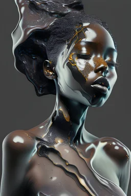 AI black woman body glass marble art realisticv2 surrealism 4k resolution
