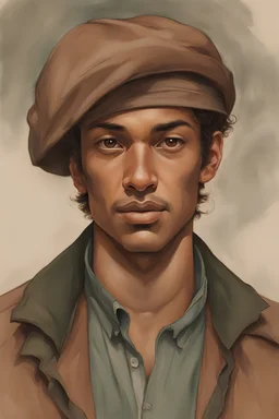 full color portrait of racially ambiguous human male somewhat handsome in a different sort of way.