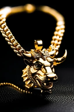 A gold chain with an iced out pumba pendant