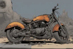 motorcycle, comic book,post-apocalypse, gray background,