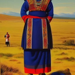 Full body portrait, painting, medium shot lady style of Thule people