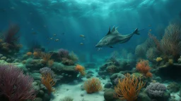 hyperrealistic 4k, sea from the movie aquaman, a lot of sea plants, and, sea animals, underwater