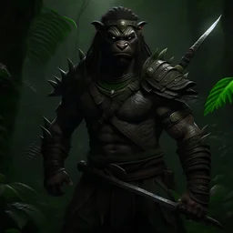 the dark jungle warrior, ultra realistic