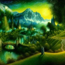 Epic Drawing of scenery of The LOTR estilo Van Gogh 4k