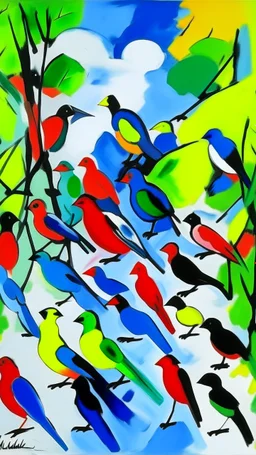 A white sky filled with birds painted by Alexej von Jawlensky