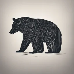 sharp lines silhouette of a bear, letterpress style, minimalistic high contrast pencil art