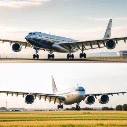 A picture of a plane about to take off from the ground, and the picture was taken from the side of the plane