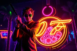 bob saget jovi as james bond the spysex coin golfer multi color neon sign, ultimate psychedelic beauty