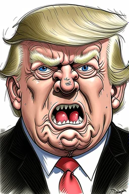 president donald trump as an angry drooling pig