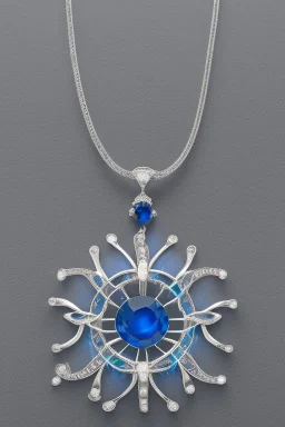 Blue Sea Jewel Necklace in White Gold