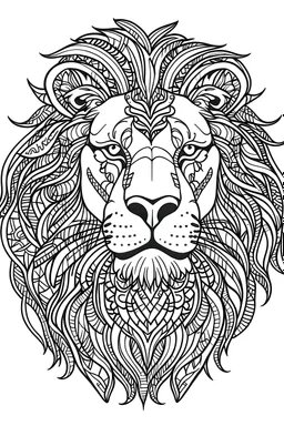 The outline of a cartoon lion in White background. Black lines.Perfect for a coloring book