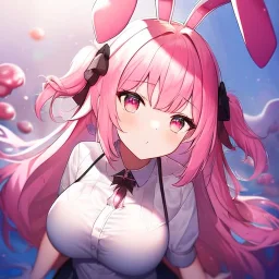  rabbit, slime, pink hair,