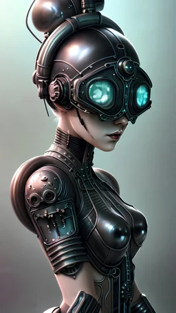 highly detailed beautiful female techpunk, extremely detailed black and steel steampunk clothing, high tech, sci-fi, realistic hair, futuristic steampunk city street, ultra realistic, 8k, vector art