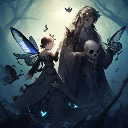 rare pose, Butterflies everywhere, skulls,