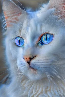Attractive white cat with blue eyes