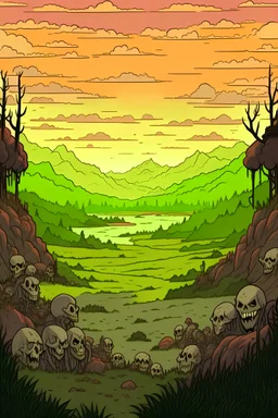 landscape of dead monsters in an anime style