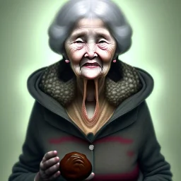 old woman that has just eaten a cookie from hell