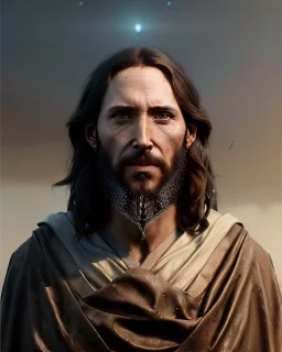 "Jesus, mysterious Kenku male, bird, full-scale head and shoulders portrait, 8k resolution concept art portrait by Greg Rutkowski, Artgerm, WLOP, Alphonse Mucha dynamic lighting hyperdetailed intricately detailed Splash art trending on Artstation triadic colors Unreal Engine 5 volumetric lighting Splash art fantasy"