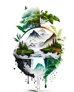 illusion nature for amazon merch with white background