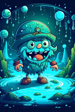 Ball Cartoon character detailed pirate glitter mysterious damp cave creature moonshine dancing