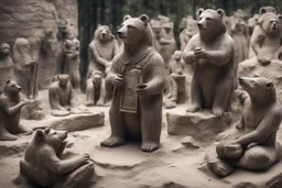 archeologists discovering bear people worshipping statues and idols