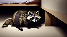 rabid raccoon under the bed scaring russian man