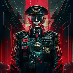 The president of Republic Indonesia in militiary cyberpunk style