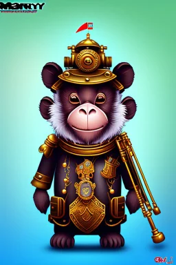 small cute steampunk mechanical monkey