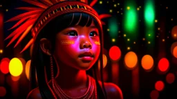 little young Sarawak Iban Christian girl, peaceful, gentle, calm, wise, traditional tribal costume, perfect eyes, exquisite composition, night scene, fireflies, stars, beautiful intricate insanely detailed octane render, hornbill feathers, 8k artistic photography, photorealistic concept art, soft natural volumetric cinematic perfect light, chiaroscuro, award-winning photograph, masterpiece, raphael, caravaggio, William-Adolphe Bouguereau, alma-tadema