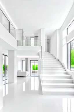 interior of a luxurious house with white interior,