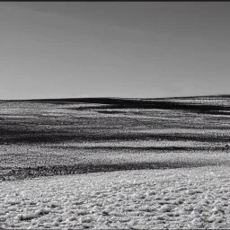 Snow field, goes black, by Claude Monet, Black and White, 4k