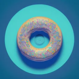 100mm photo of isometric floating donut in the sky, surreal donut with sprinkles, intricate, high detail, behance, microworlds smooth, macro sharp focus, centered