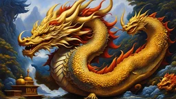 acrylic illustration, acrylic paint, oily sketch, (masterpiece:1.2), best quality, PIXIV, Chinese dragon, by [Todd Schorr | Iryna Yermolova | Conor Harrington]