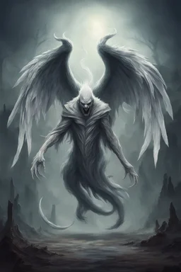 horror ghost beast guardian of knowlage with tail and wings