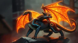 A panther with shimmering dragon scary ,cool wings