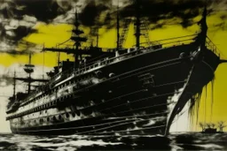 A black aerial ghost ship painted by Andy Warhol