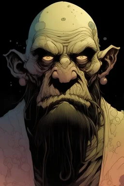 create a hardened, mindflayer dwarf, finely defined but decayed facial features, necrotic skin, in the comic book art style of Mike Mignola, Bill Sienkiewicz and Jean Giraud Moebius, , highly detailed, grainy, gritty textures, , dramatic natural lighting