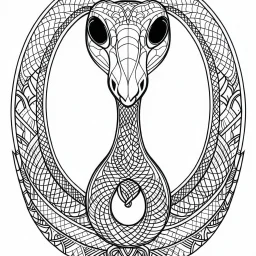 Cobra, front view, mandala, minimal lines, cartoon, white back ground color, real style, realistic, minimalistic, minimal black line art, line art, crisp line art, unique coloring sheet, outlined, outline, crisp, crisp line edges, illustration, thin lines, crisp clear lines, line art, clean line art, unique, 8k, amazing, masterpiece, no colors, no dark color, no black color, avoid thick black, minimalistic line edges, pure white back ground, image character full fit to page,