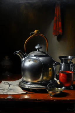 Living kettle, prize winning oil painting