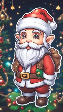 Chibi santa-claus huge big Chocolate in 8k sticker, style of fairy academia, neon lights, intricate details, highly detailed, high details, detailed portrait, masterpiece,ultra detailed, ultra quality