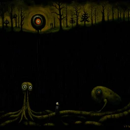 Surreal horror style by Colin McCahon and Victor Pasmore and Jack Yerka, surreal abstract art, subconscious fear of being alone, sinister symbolic anthropomorphic midnight eulogies, weirdcore, unsettling, asymmetric abstractions, surreal masterpiece, creepy, never before seen art of beyond, textured dark oil painting