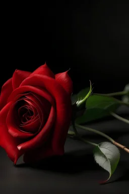 Uma rosa vermelha com cabo longo